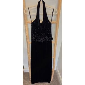 Scott Mcclintock Millenium 2000 Vtg Y2K Black Velvet Formal Dress Sz‎ 4 petite